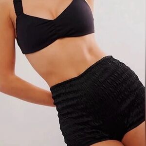 NWOT Free People Intimately Ruched High Waist Micro Short Shorties Black Size XS